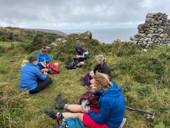 Lunching near Trevowhan Cliff - brought to an early and swift end by an incoming squall